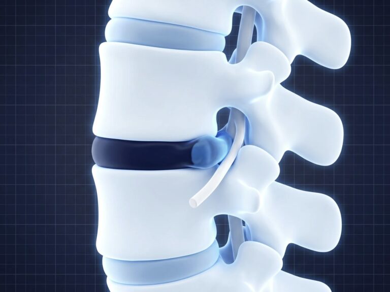 Illustration of the neck vertebrae and discs, where problems may lead to headaches that start in the neck